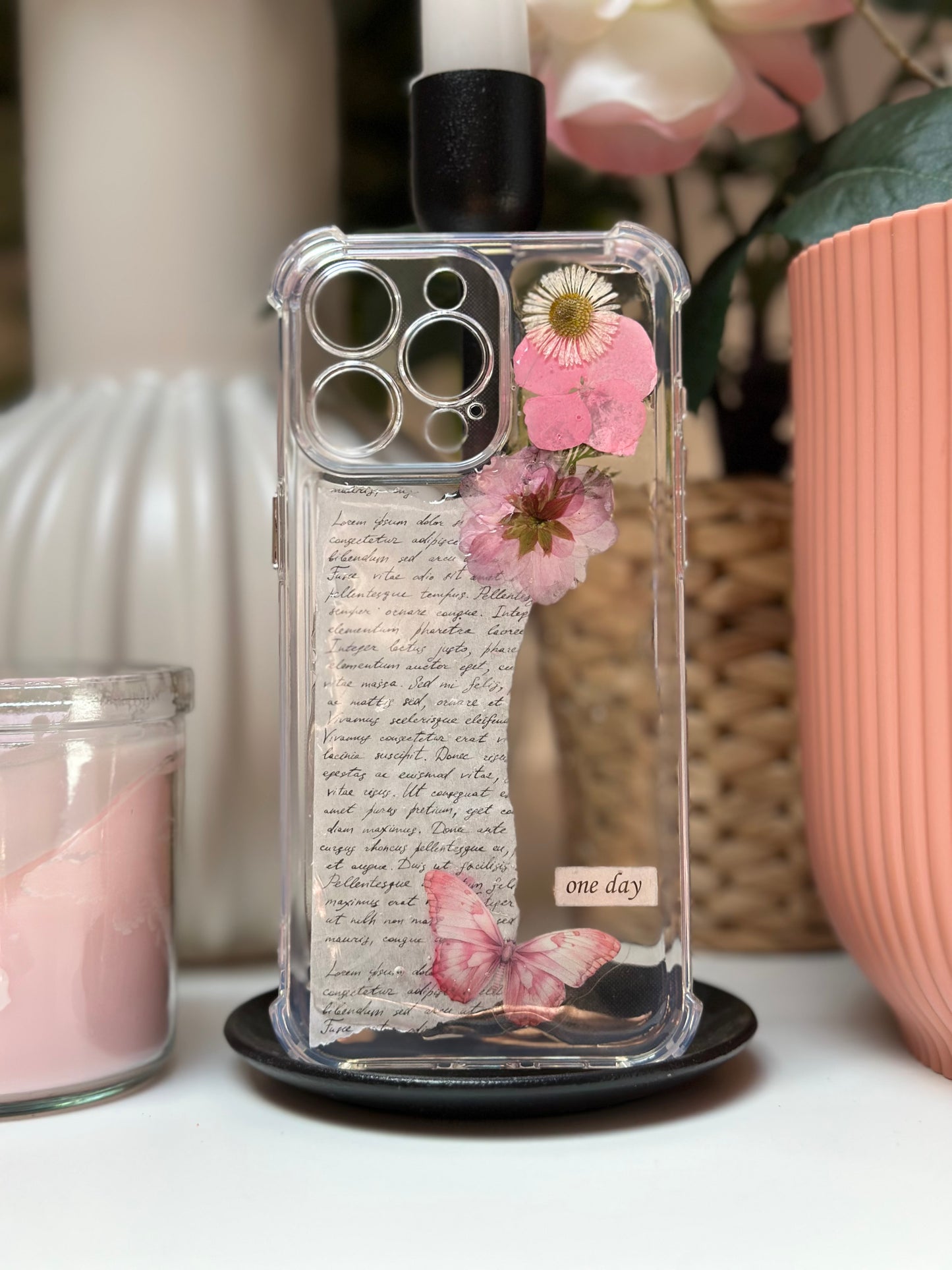 Coque téléphone Fleur et Papillon Rose