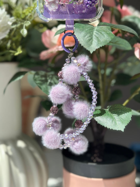 Chaîne de téléphone Ponpon Violet