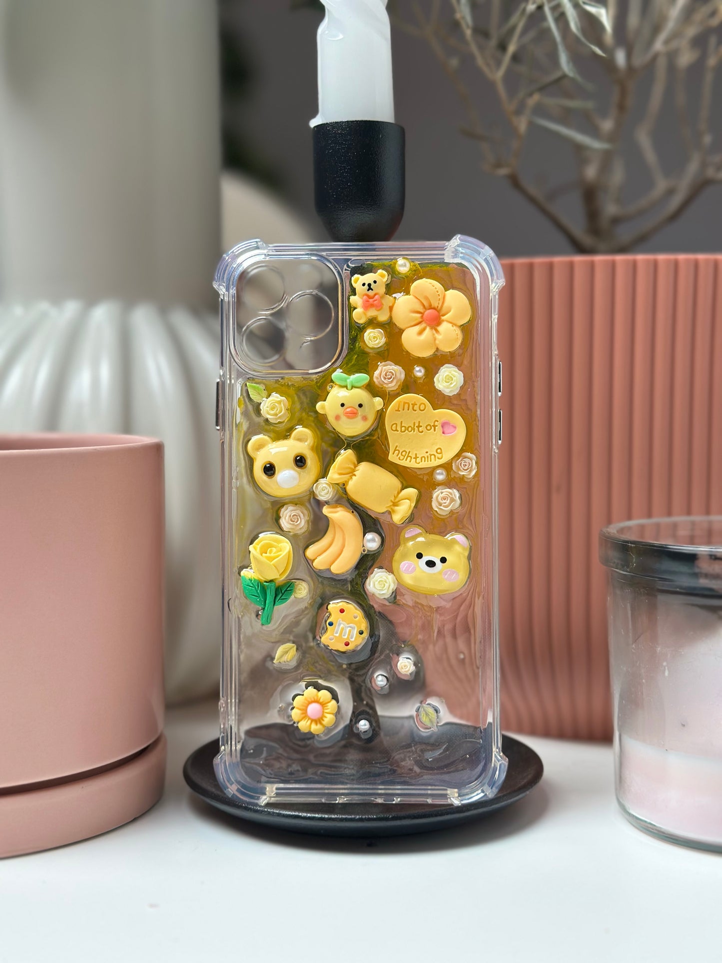 Coque téléphone Transparente Jaune