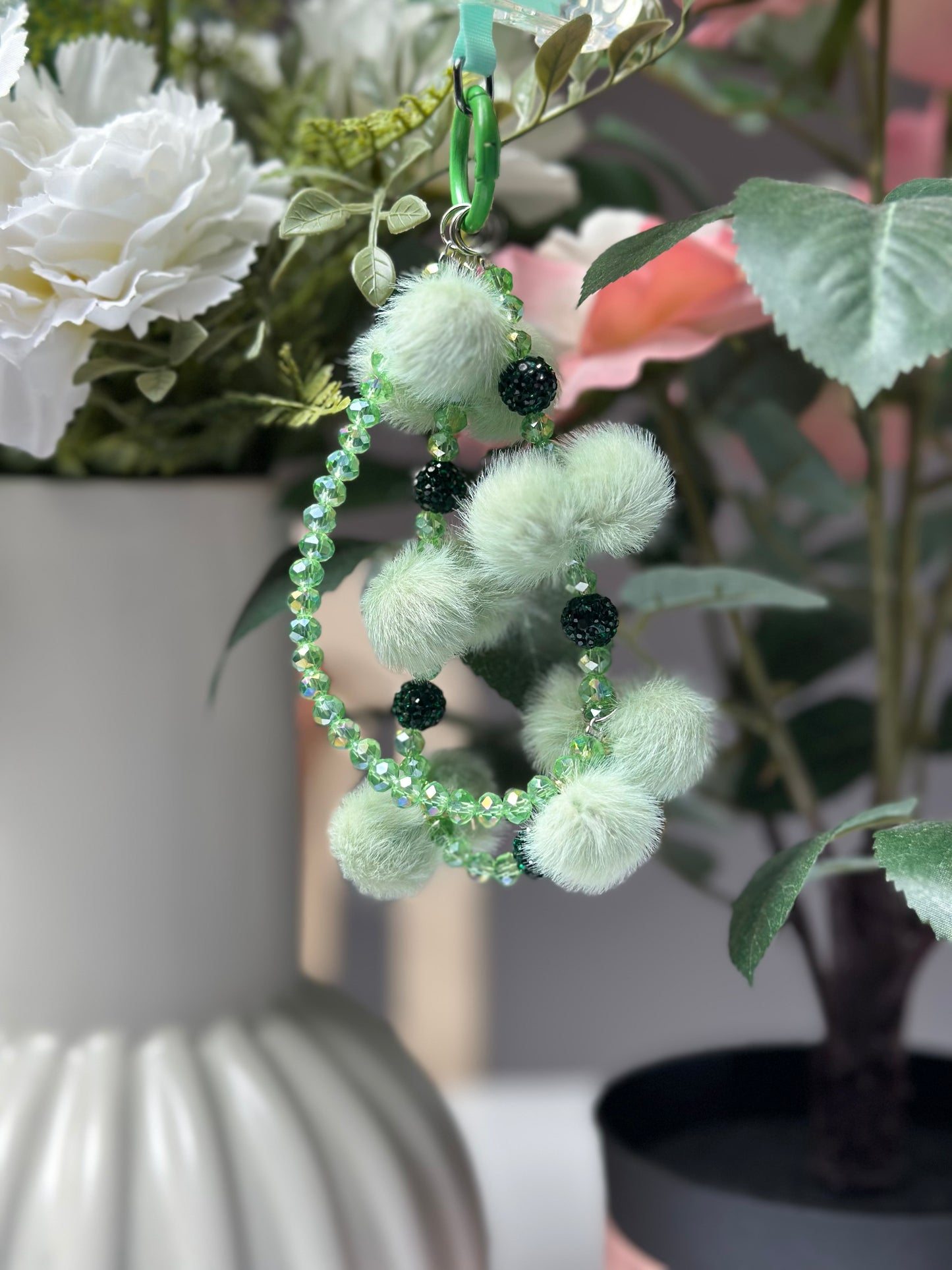 Chaîne de téléphone Ponpon Vert