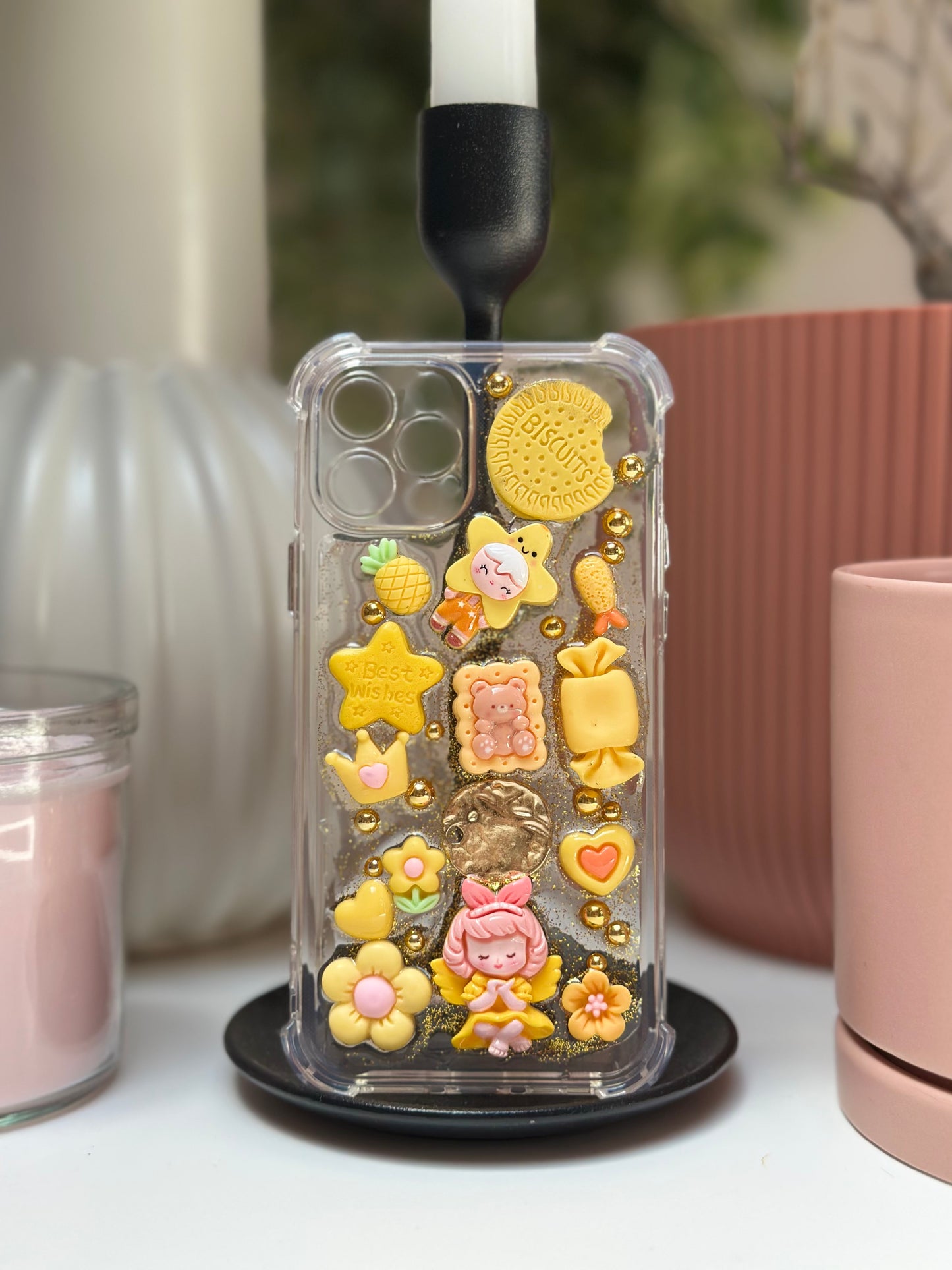 Coque téléphone Paillette Jaune