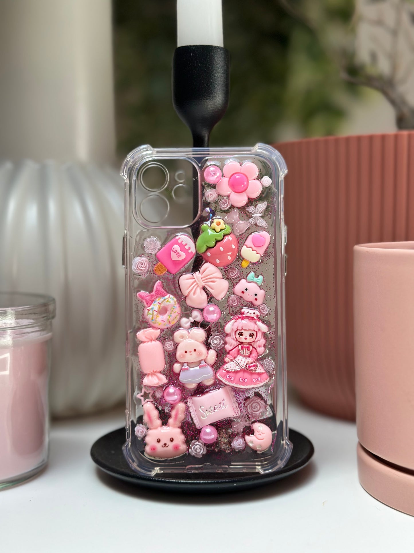 Coque téléphone Paillette Rose
