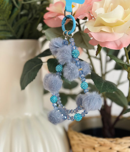 Chaîne de téléphone Ponpon Bleu