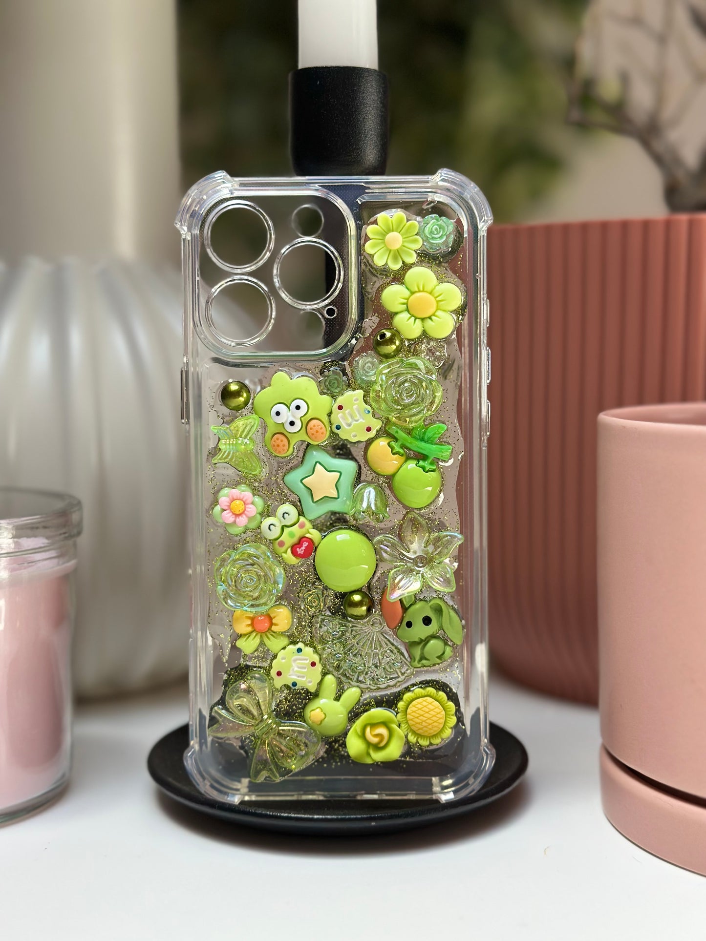 Coque téléphone Paillette Verte