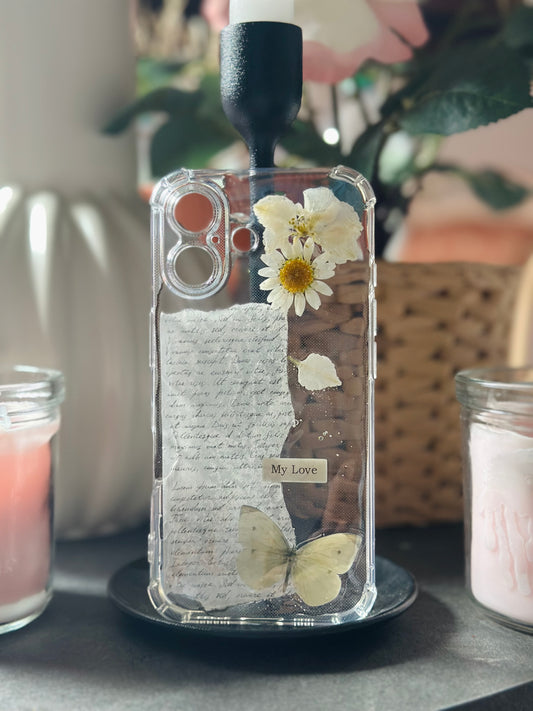 Coque téléphone Fleur et Papillon Blanc